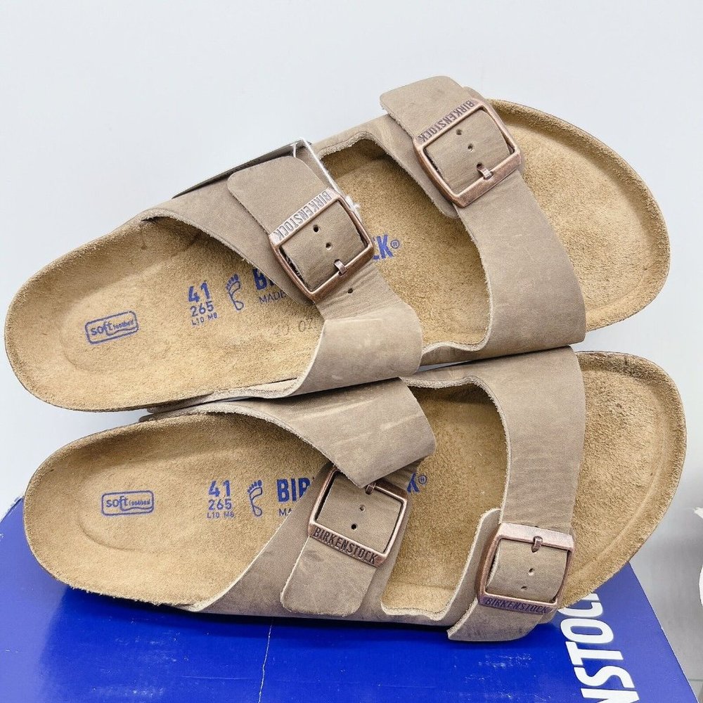 Birkenstock Soft Footbed Arizona Sandal Tabacco Leather EU 41 Mens US 8- 8.5 R - Picture 11 of 12